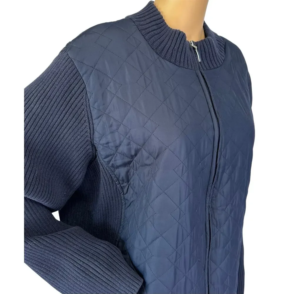 NWT Croft & Barrow Quilted Sweater Jacket Navy Blue Plus Size 3X - Picture 8 of 10